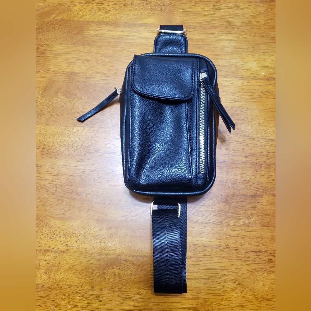 Black PU Leather Crossbody Bag Unisex